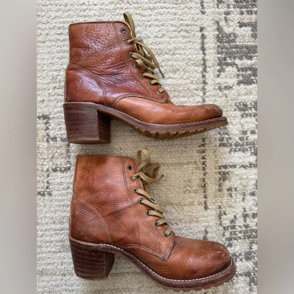 Frye Sabrina 6G Lace Up Boots in Saddle Cognac - Picture 4 of 8